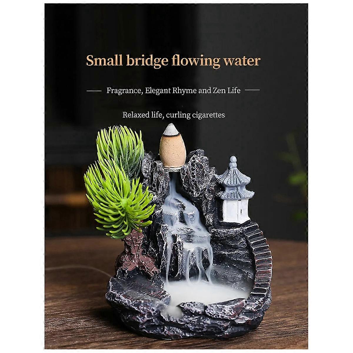 High Mountain Flowing Waterfall Backflow Incense Burner,A