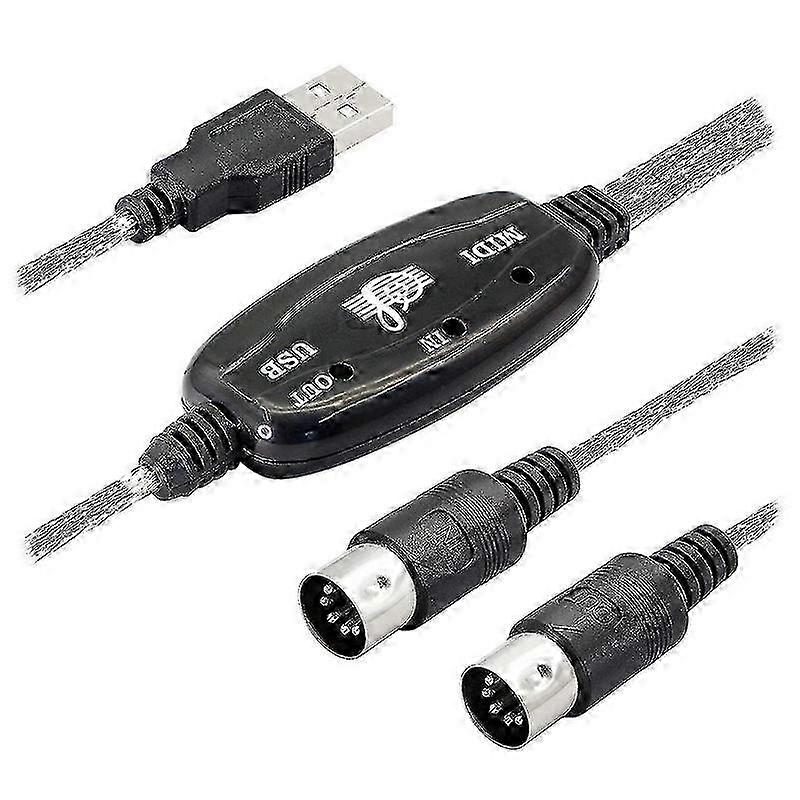 Usb Midi Cable Adapter, Usb Type A Male To Midi Din 5 Pin In-out Cable Interface With Led Indicator 2025