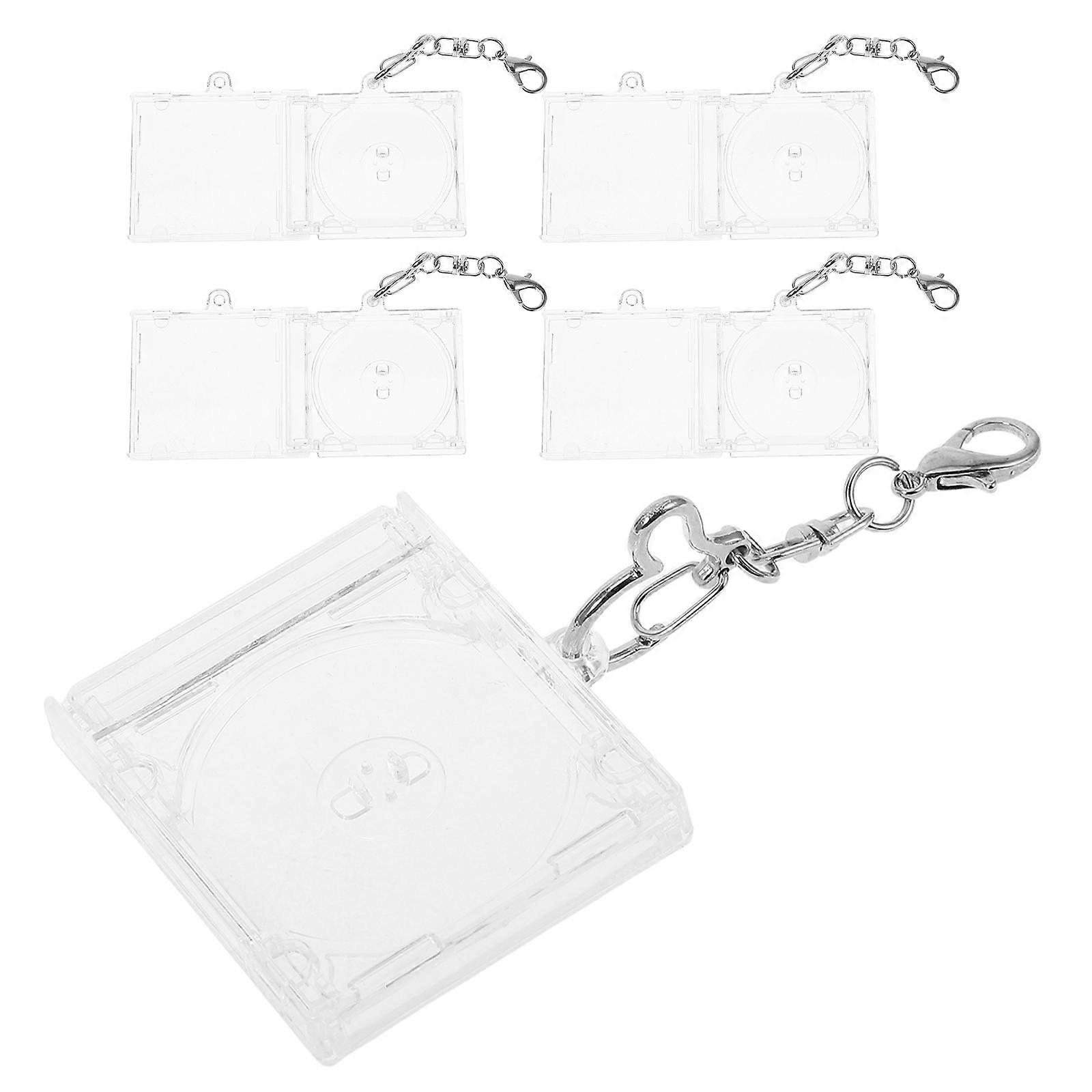 Mini Cd Keychain Clear Acrylic Case for DIY Bag Decor 15Pcs