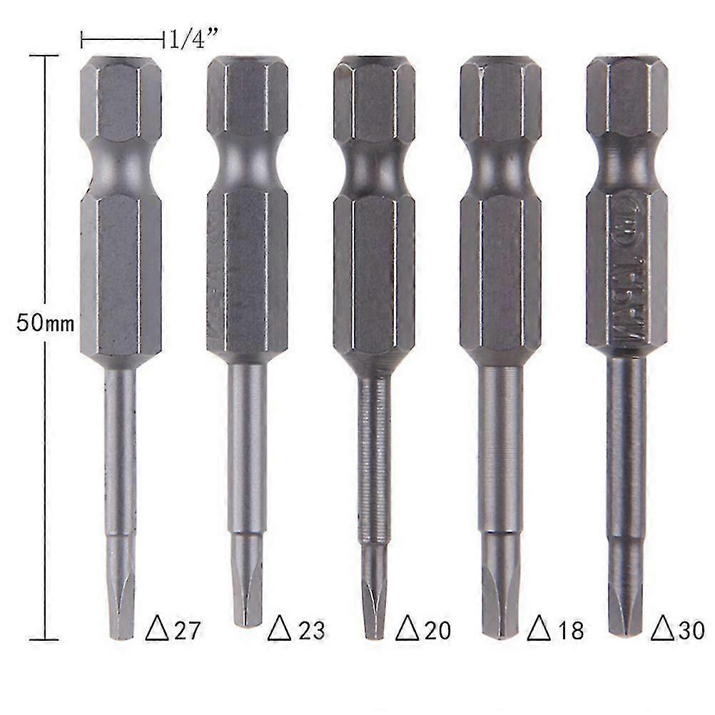 5 Pcs /set Magnetic Triangle Head Screwdriver Bits S2 Steel 1/4 Hex Shank 50mm
