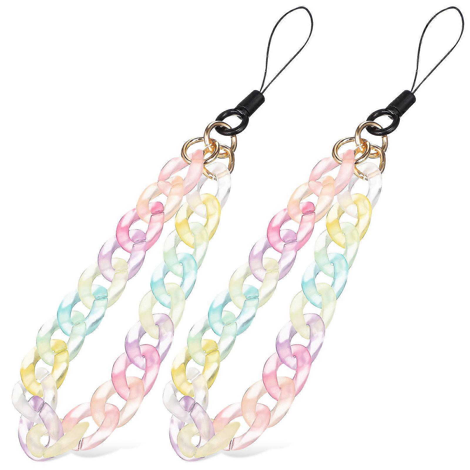 Phone Charm Acrylic Wrist Strap for Phone Use 6Pcs Multicolor Set