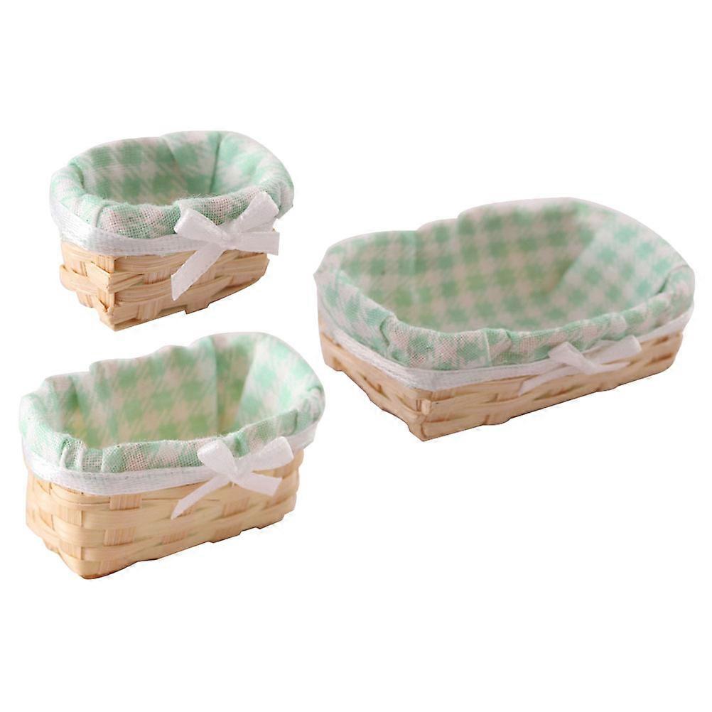 Miniature Basket Model Bamboo Desktop Storage Baskets for Decoration 6Pcs