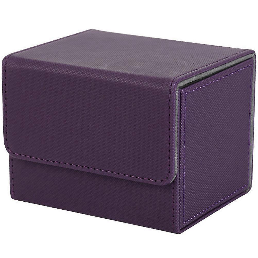 Games Cards Organizer 2Pcs Rectangular Storage Box Made Of Durable PU For Card Collectors In Purple Color