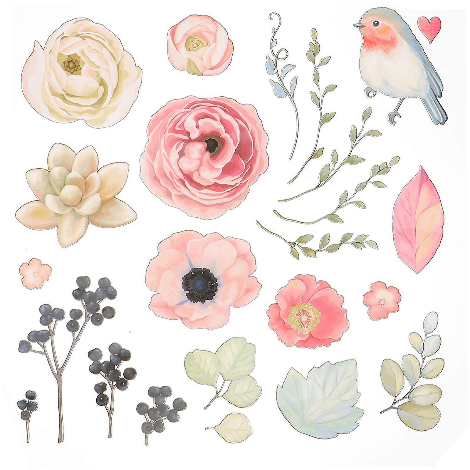 Transfer Stickers Flower and Bird Iron on Decals 5 Sheets