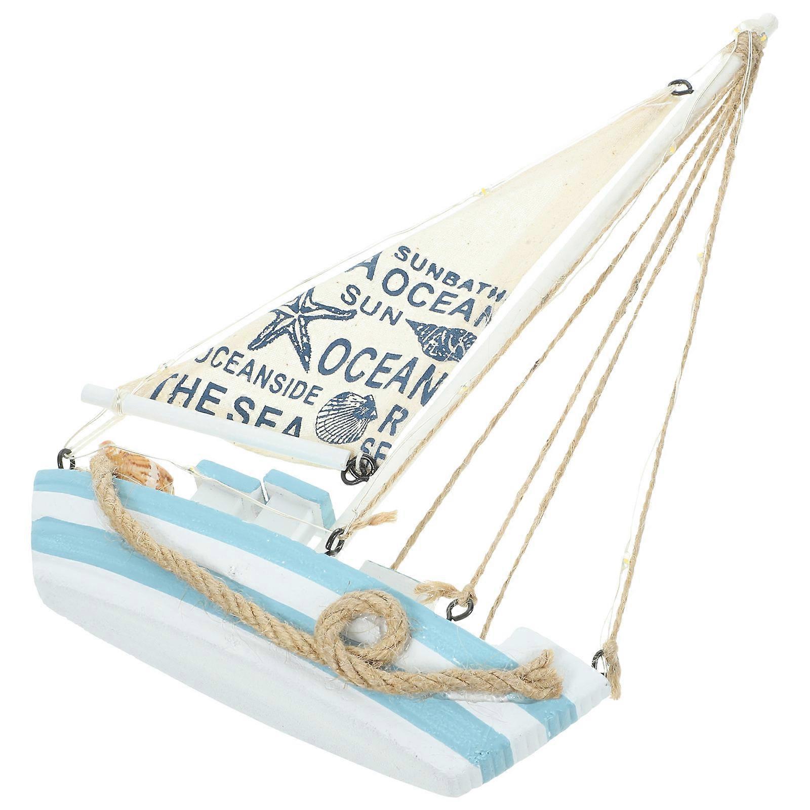 Sailboat Ornament LED Accent Rustic Centerpieces for Tables Wood Multi for Decor