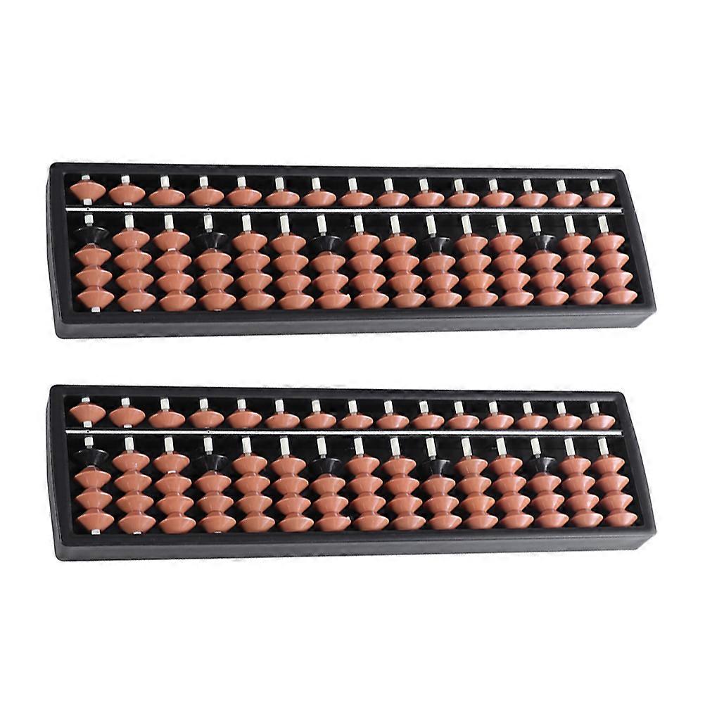 Portable Arithmetic Abacus Small Abacus for Educational Use 2Pcs Brown Plastic