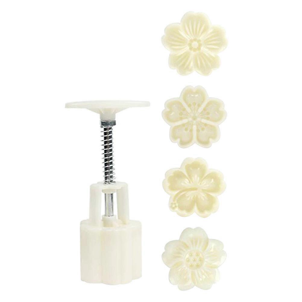 Baking Mold Hand Press for Mooncake Making 3Sets White Tool