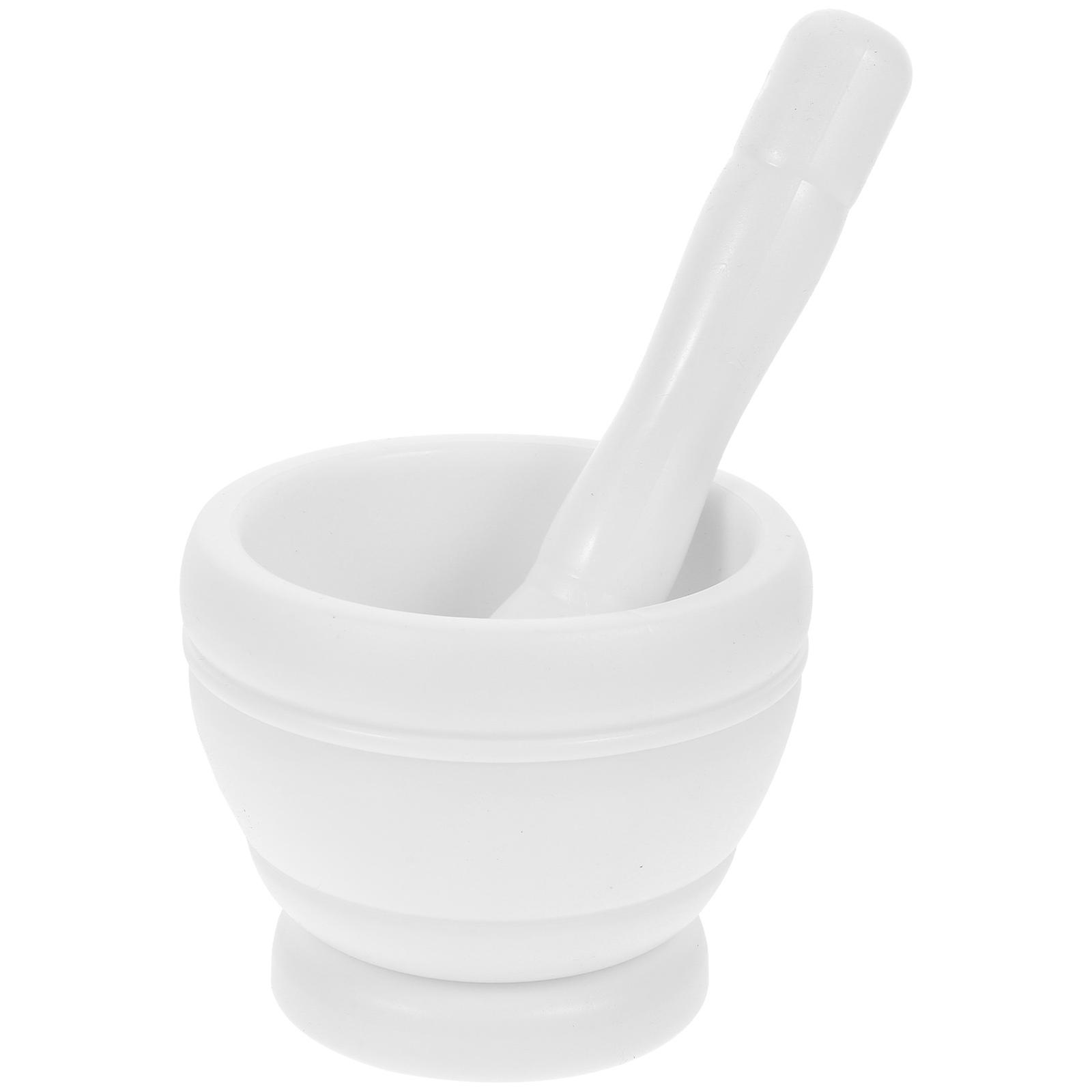 4Sets Garlic Mortar Pestle Set Plastic for Potato Pressing White Reusable