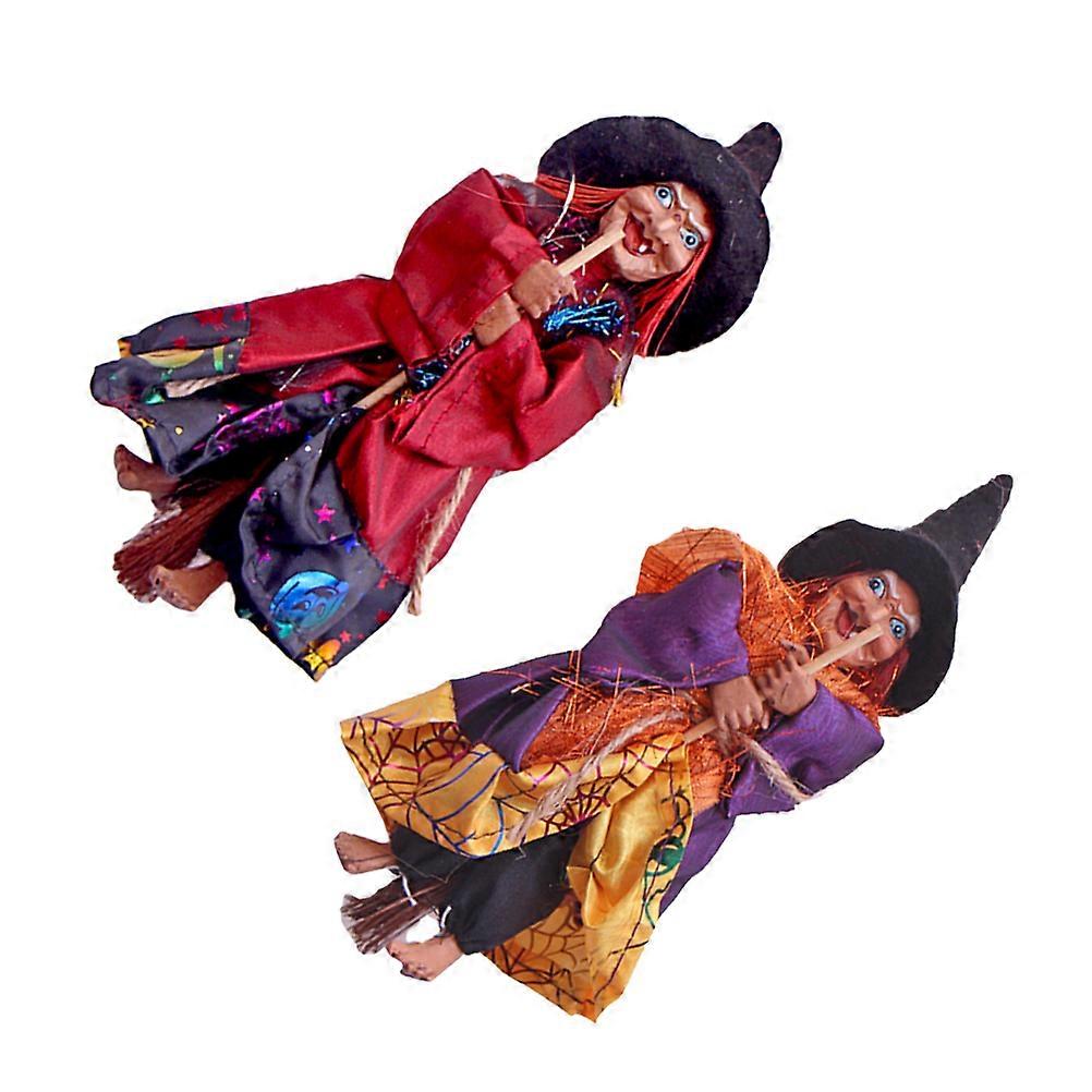 Haunted House Props 2Pcs Halloween Witch Hanging Decoration Decorative Props 20X7CM Assorted Color 3D Shape