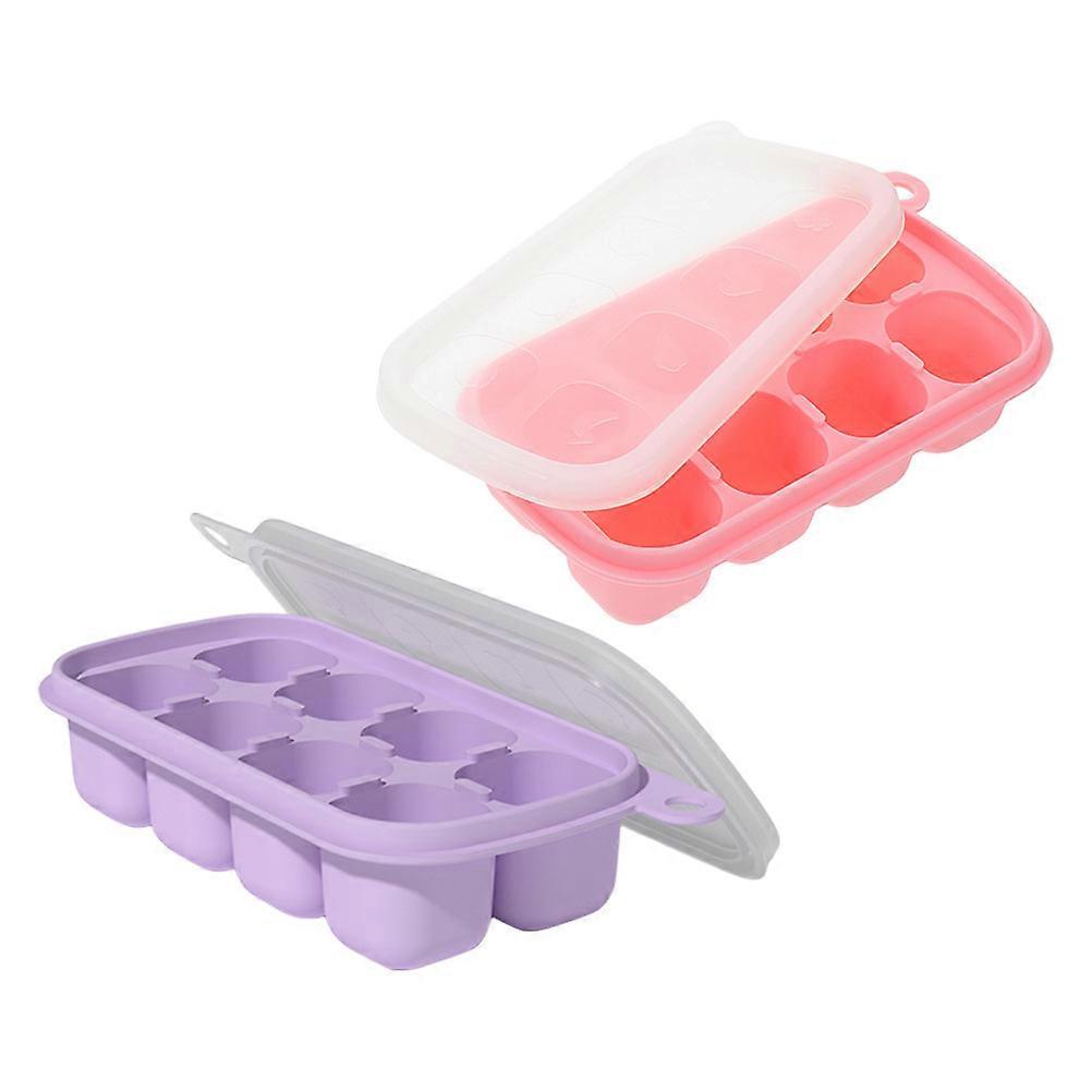 Easy Release Ice Cube Tray 2Pcs Food Grade Silicone for Home Use Assorted Color Suitable for Parties Gatherings
