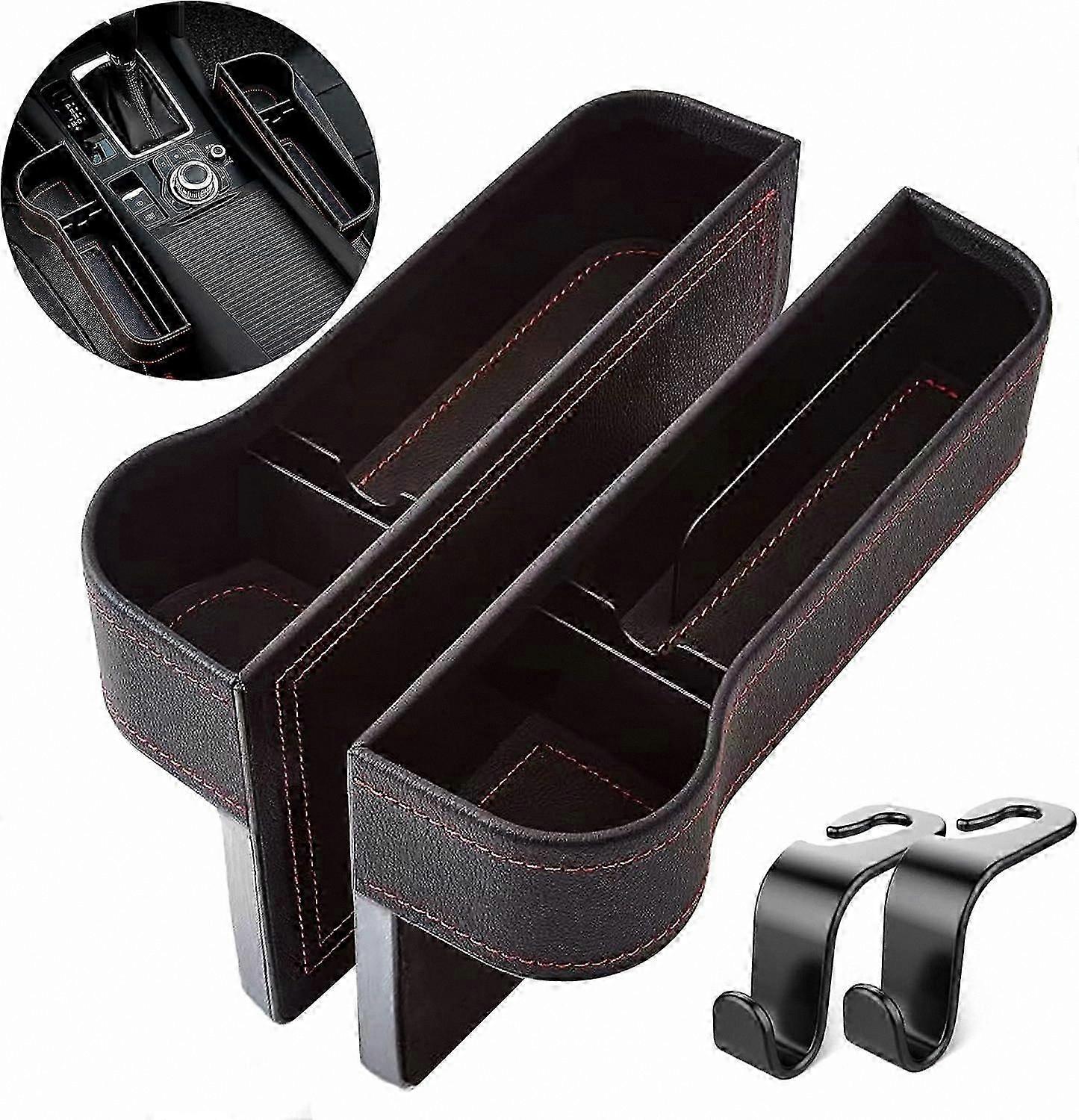 Front Seat Gap Organizer with Storage, Premium PU Leather Console Box for Car Interior