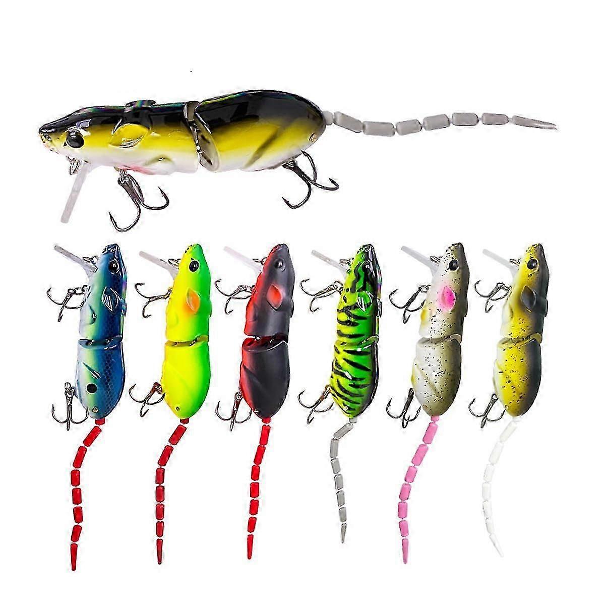 7pcs Spirebuzz Ratstrike Köder, 3D lebensechte Ratte Topwater Köder, Premium Bionic Maus Köder Angeln