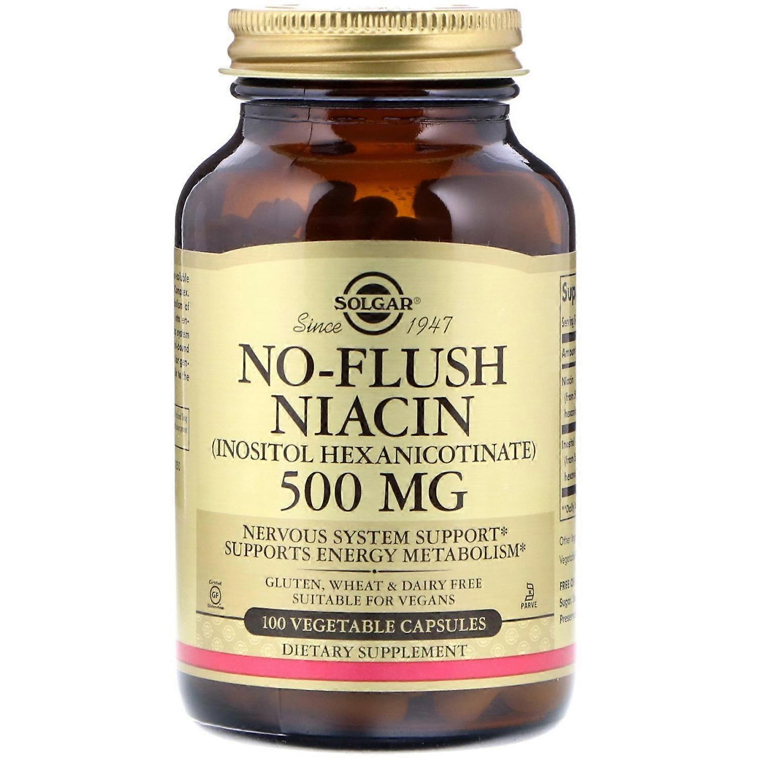 Solgar, No-Flush Niacin, 500 mg, 100 Vegetable Capsules