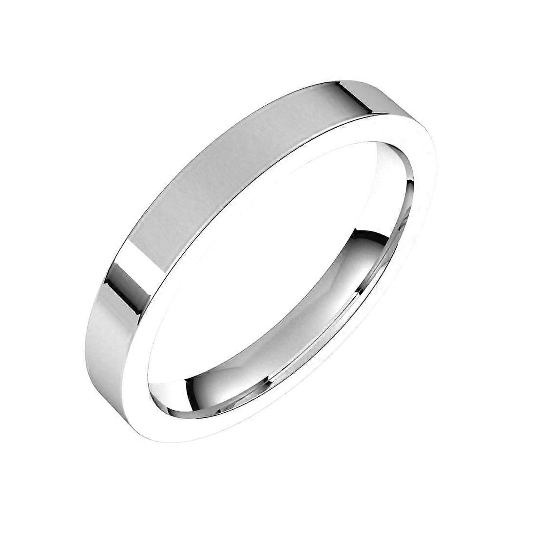 Anello a fascia piatta Comfort-Fit da 3 mm in oro bianco 14k, anello da 4,5 mm per donna e uomo