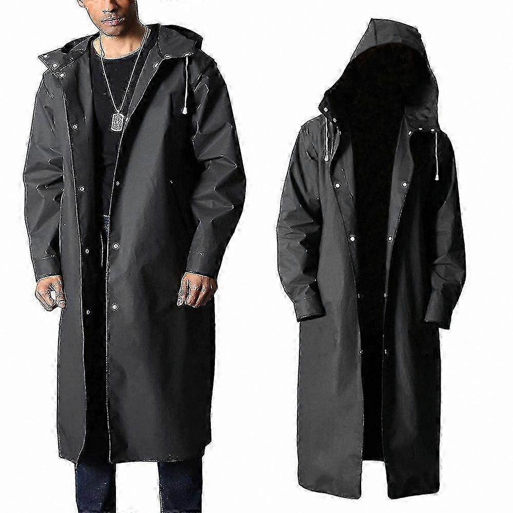 Vattentät lång regnjacka för män - Trenchcoat med huva för utomhusvandring, plus size finns tillgänglig