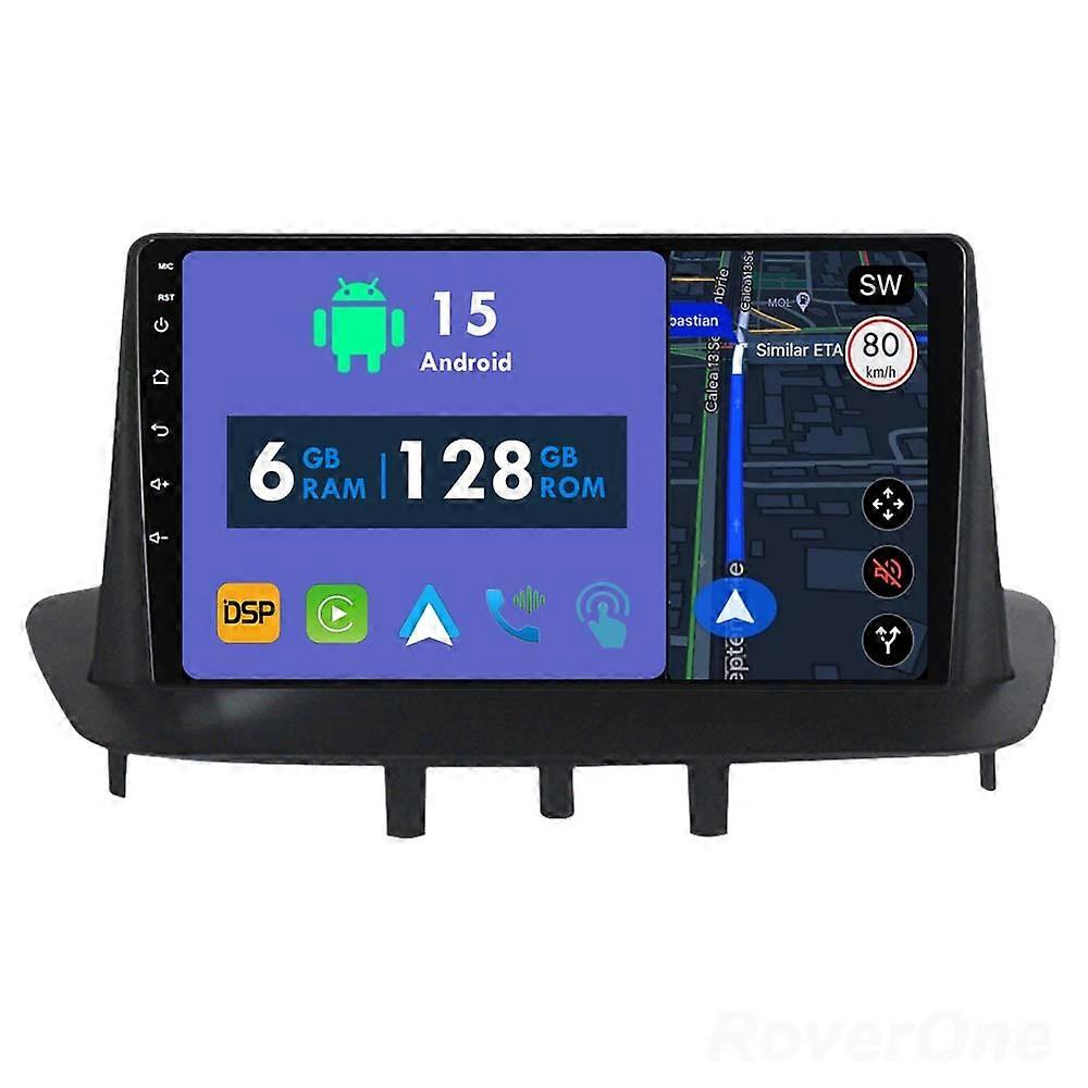Car Radio 6G+128G CarPlay GPS Navigation Head Unit for Renault Megane 3 2008 - 2014 Android Auto Bluetooth Stereo Touch Screen