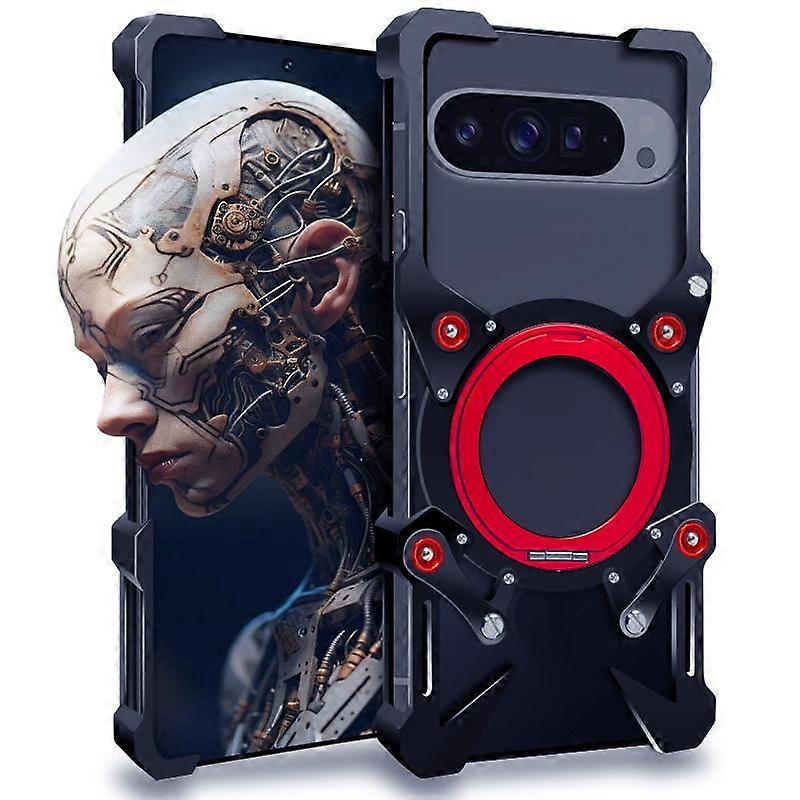 Rotating Bracket Hollow Metal Phone Case with Lanyard