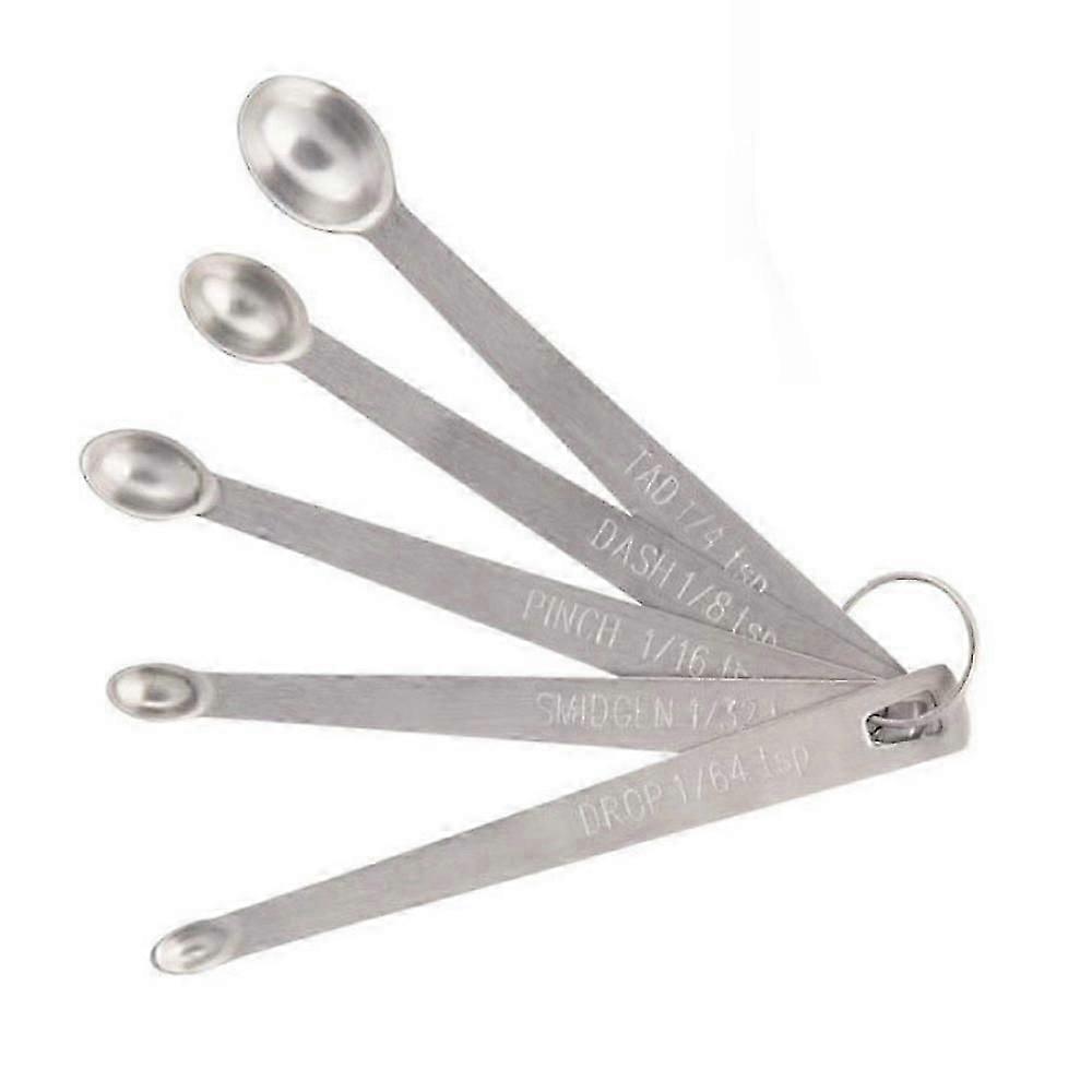 5 Pcs Stainless Steel Mini Measuring Spoons Set, Small Measuring Spoons Easy To Read 1/4 Tsp, Dash 1/8 Tsp, Pinch 1/16 Tsp, Smidgen 1/32 Tsp, Drop 1/