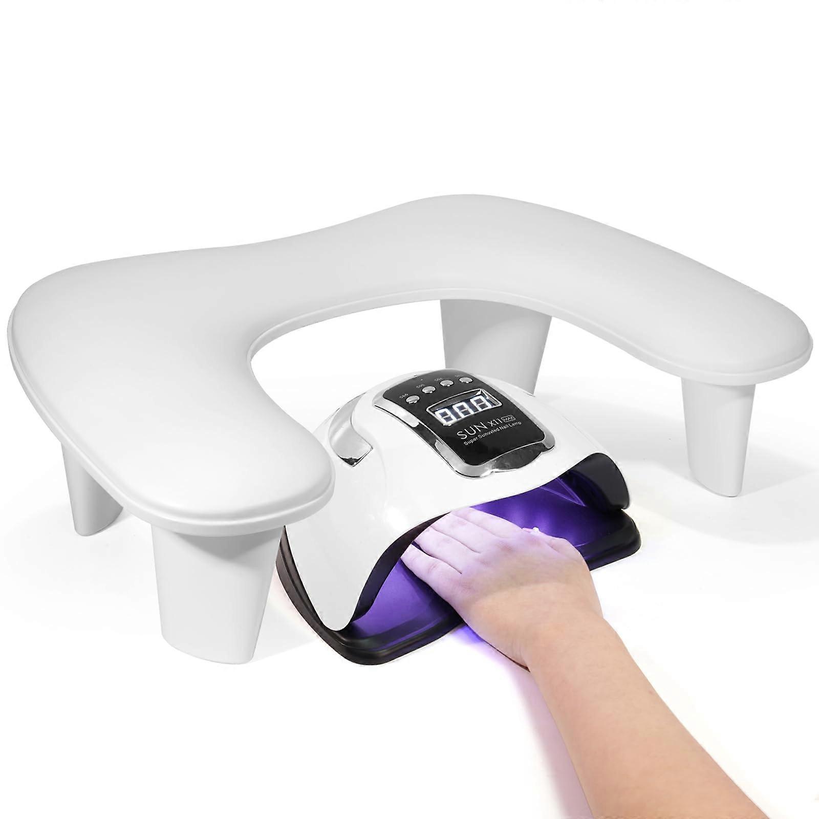 Arm Rest for Nails Tech UShaped Manicure Arm Rest White Big Microfiber PU Leather Hand Rest Acrylic Nails 1nd Gen