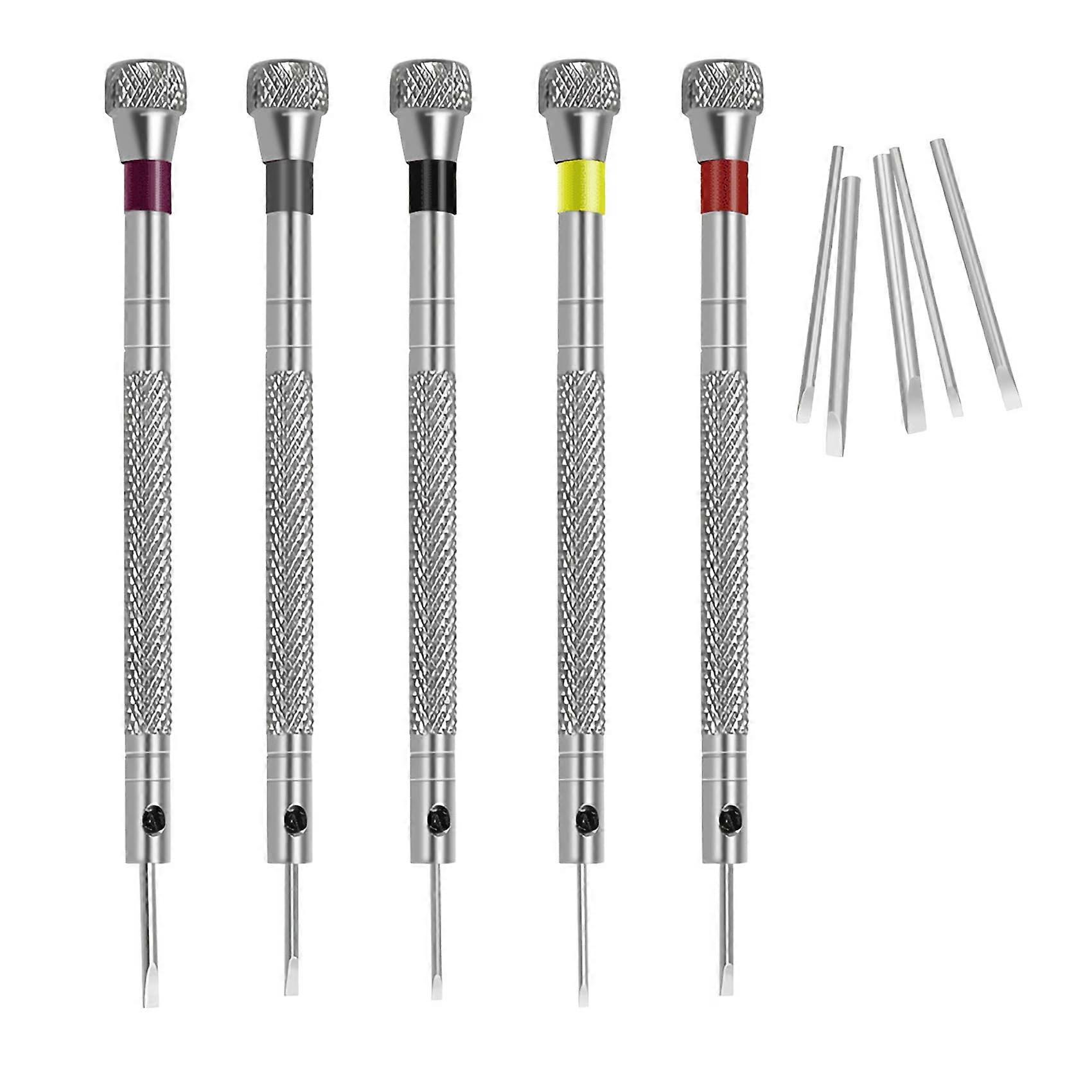 Micro Watch Screwdriver Set 5Piece Flathead 0.81.6mm With 5 Extra Replacement Blades For Watch