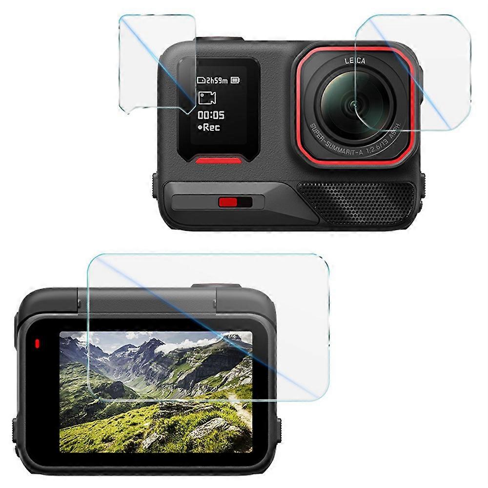 IMAK Compatible For Insta360 Ace Pro 2 Tempered Glass Screen Protector + Lens Film Set with Self Positioning Frame