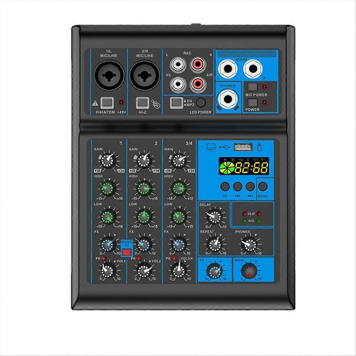 Soundcard Mixing Console Mixer Professional Audio 4 Channel Sound Mixer for Live Streaming DJ Audio