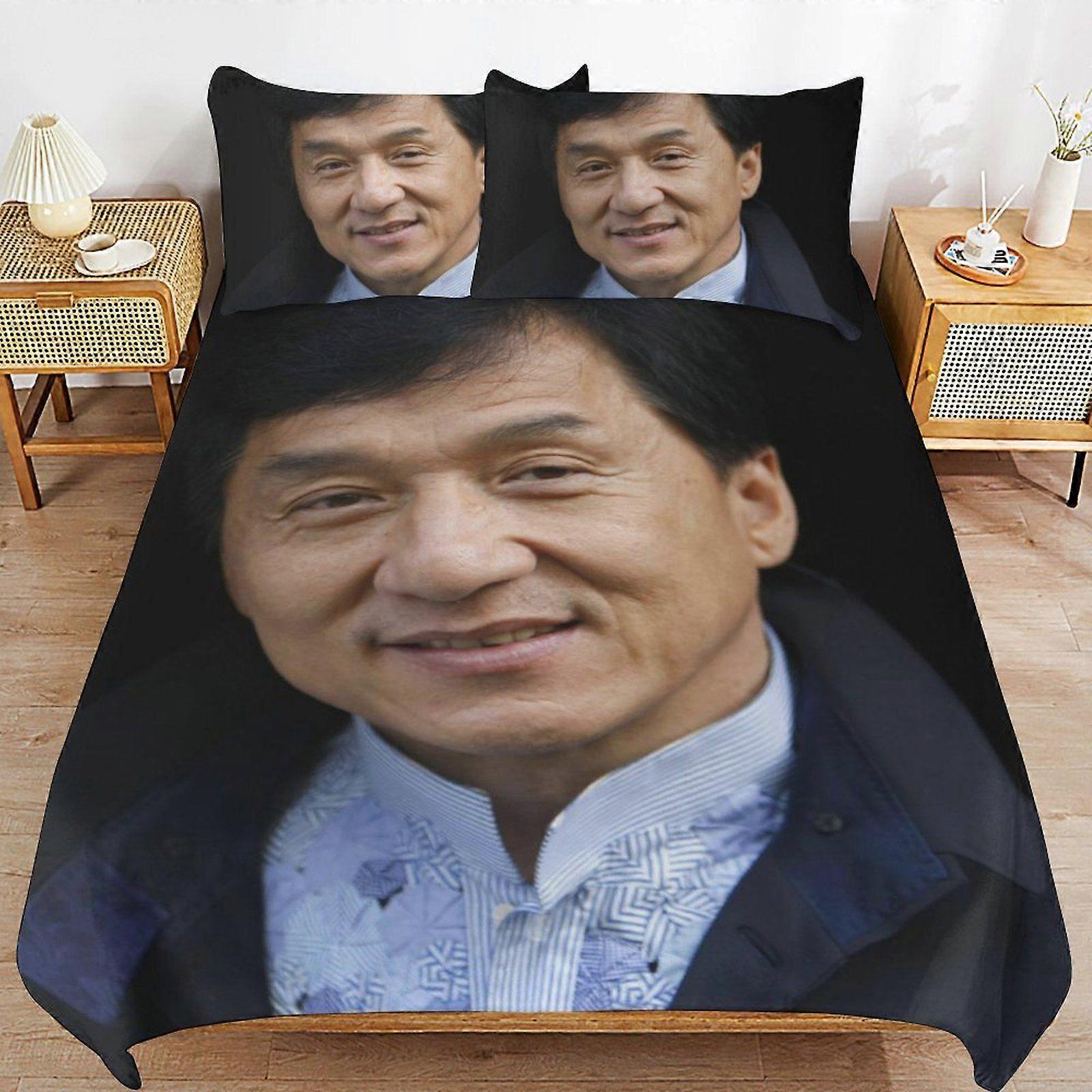 u26 Jackie Chan Bedding System Smooth Fabric Zipper Closure Comfortable Texture Soft Feel Duvet Cover Sets Pack n26