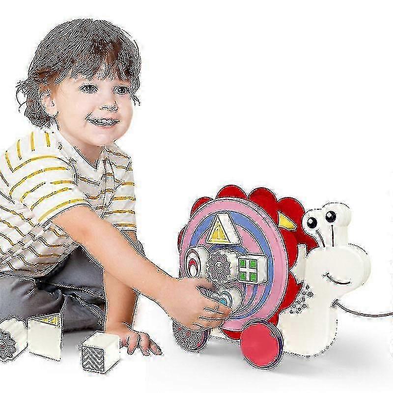 Pull Along Toy Wooden Puzzle Walking Snail Shape Sorter Toddler Educational Toys