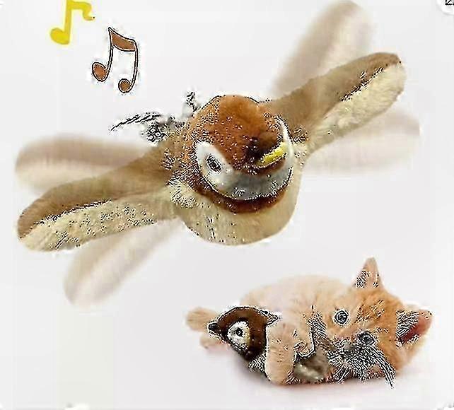 Electronic Interactive Flying Bird Cat Toy, Hanging Flapping Wings Sparrow Pet Toy