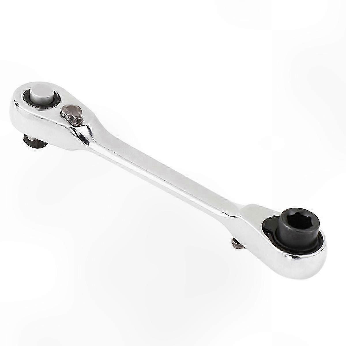 Mini 1/4 Inch Double Ended Quick Socket Ratchet Wrench Rod Screwdriver Bit Tool Contain Ratchet Handle Wrench Tool PartsSilver SZRH