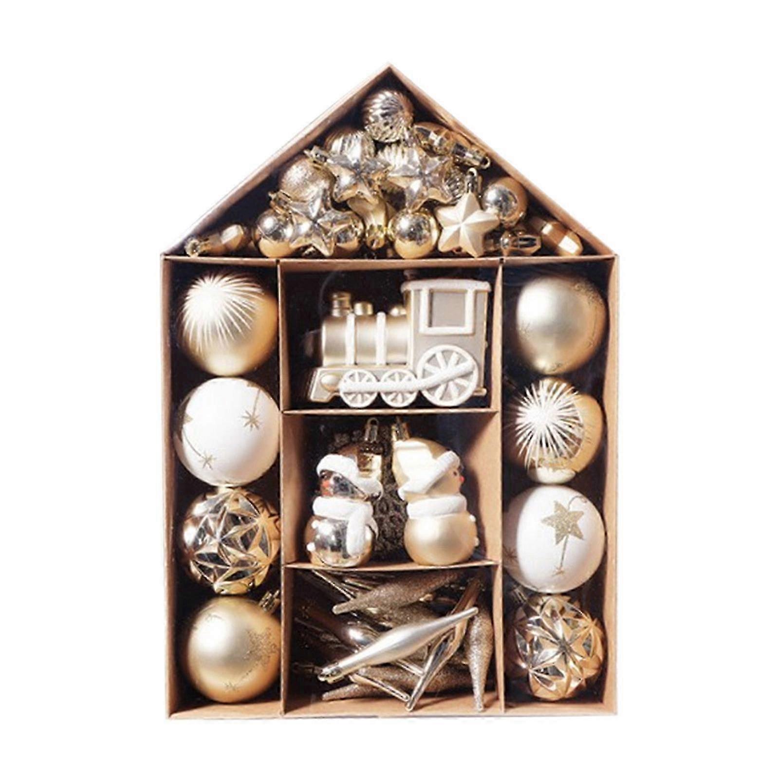 E-Christmas tree decorations kit with 130 painted balls and tree topper