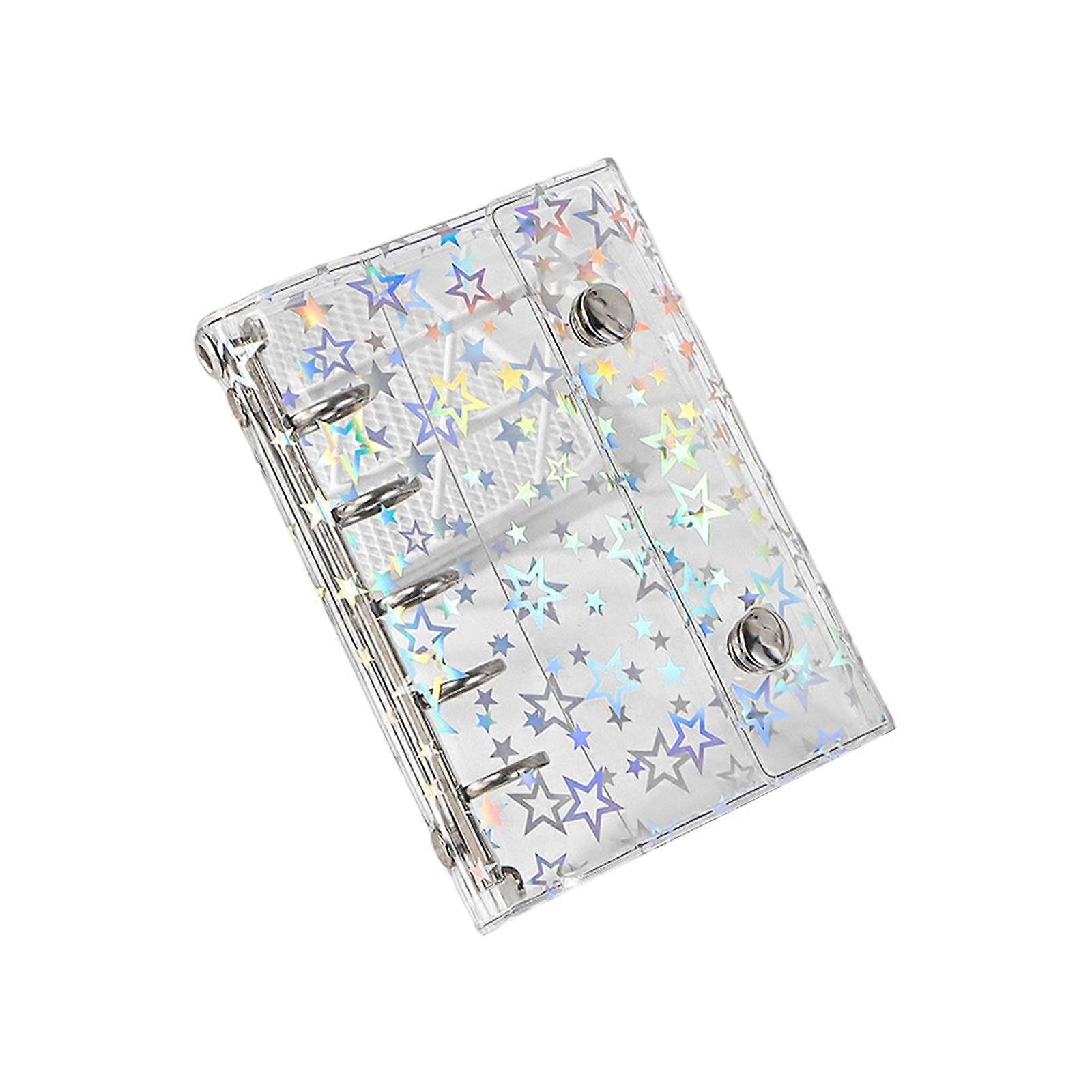 Transparent Refillable Folder With 2Point Closure System Sparkling Star Designs Long Use Multicolor