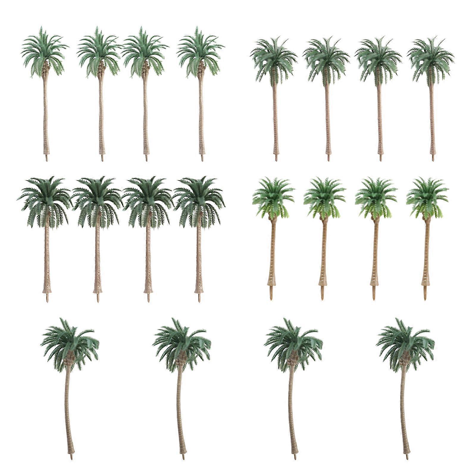 20Pcs Plastic Coconuts Palms Tree Miniature Set For Model Building Classroom Projects And Home Displays Dioramas Toy Multicolor
