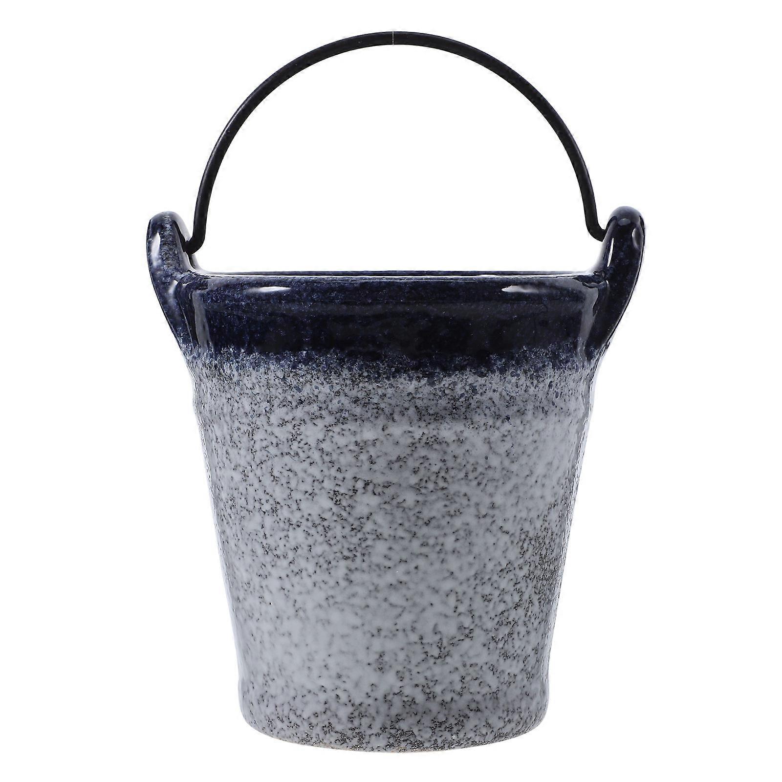 Ice Cube Bucket Ceramic for Serving Chips Blue Multi-Functional Bucket