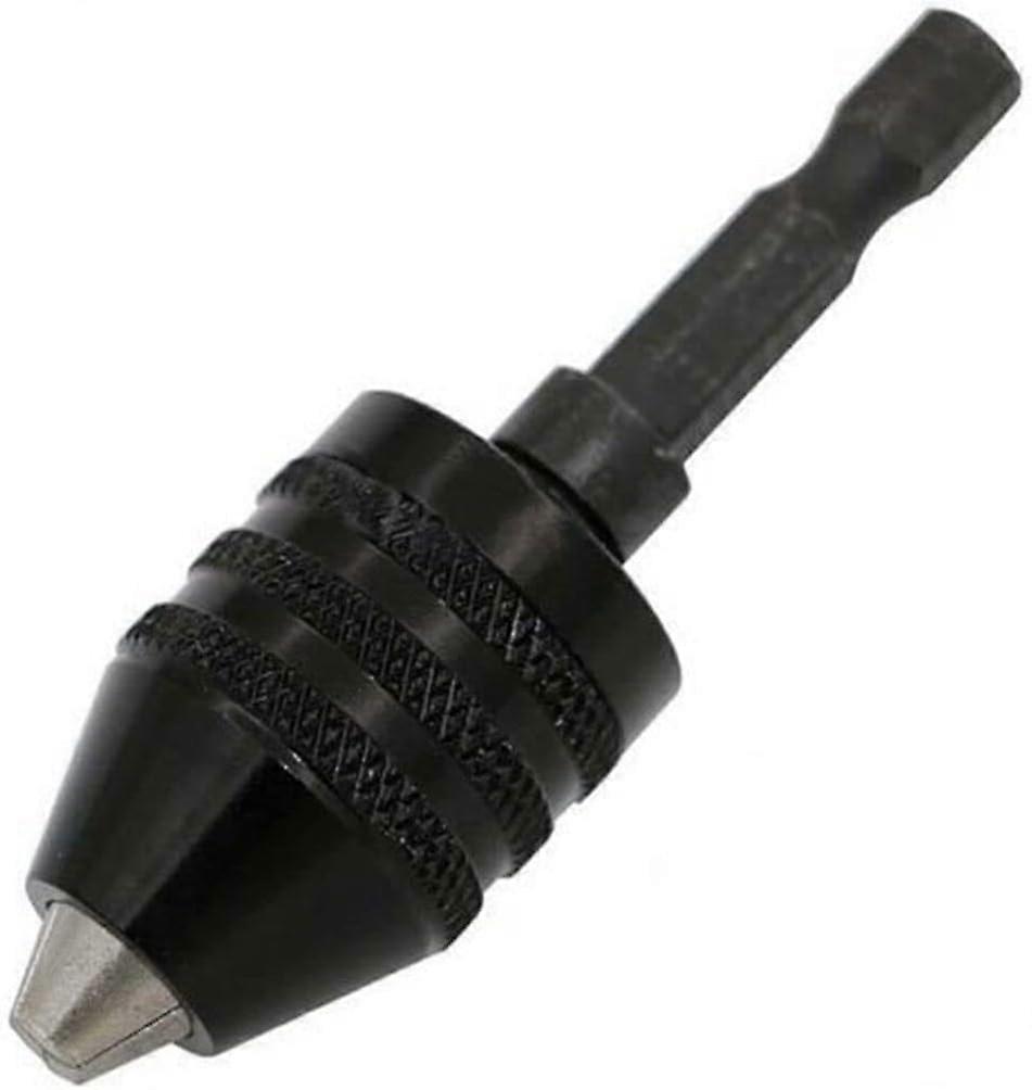 Black Hex Shank Keyless Drill Chuck 1/4 Inch 0.36.5mm Quick Change Adapter for Power Drills