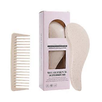 2Pieces Wheat Straw Detangler Hair Brush and Wide Tooth Comb Detangling Tool Set for Curly Straight Wet and Dry Hair  Green