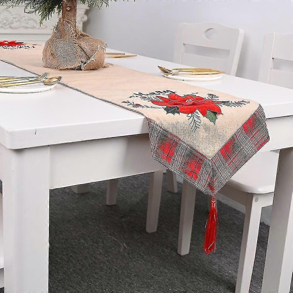 Rectangular Christmas Tablecloth Polyester 33*183m Christmas Tree Patterns for Christmas Table Decor