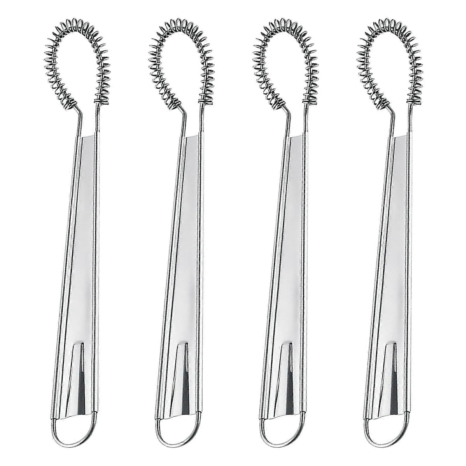 Stainless Steel Rotary Egg Whisk Set of 4 Manual Handheld Mixers for Whisking, Blending and Beating in Kitchen or Outdoor Cooking