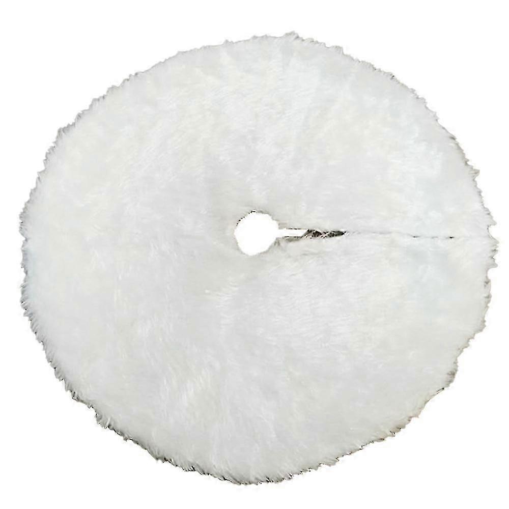 Faux fur tree skirt for Christmas with plush decorative trim