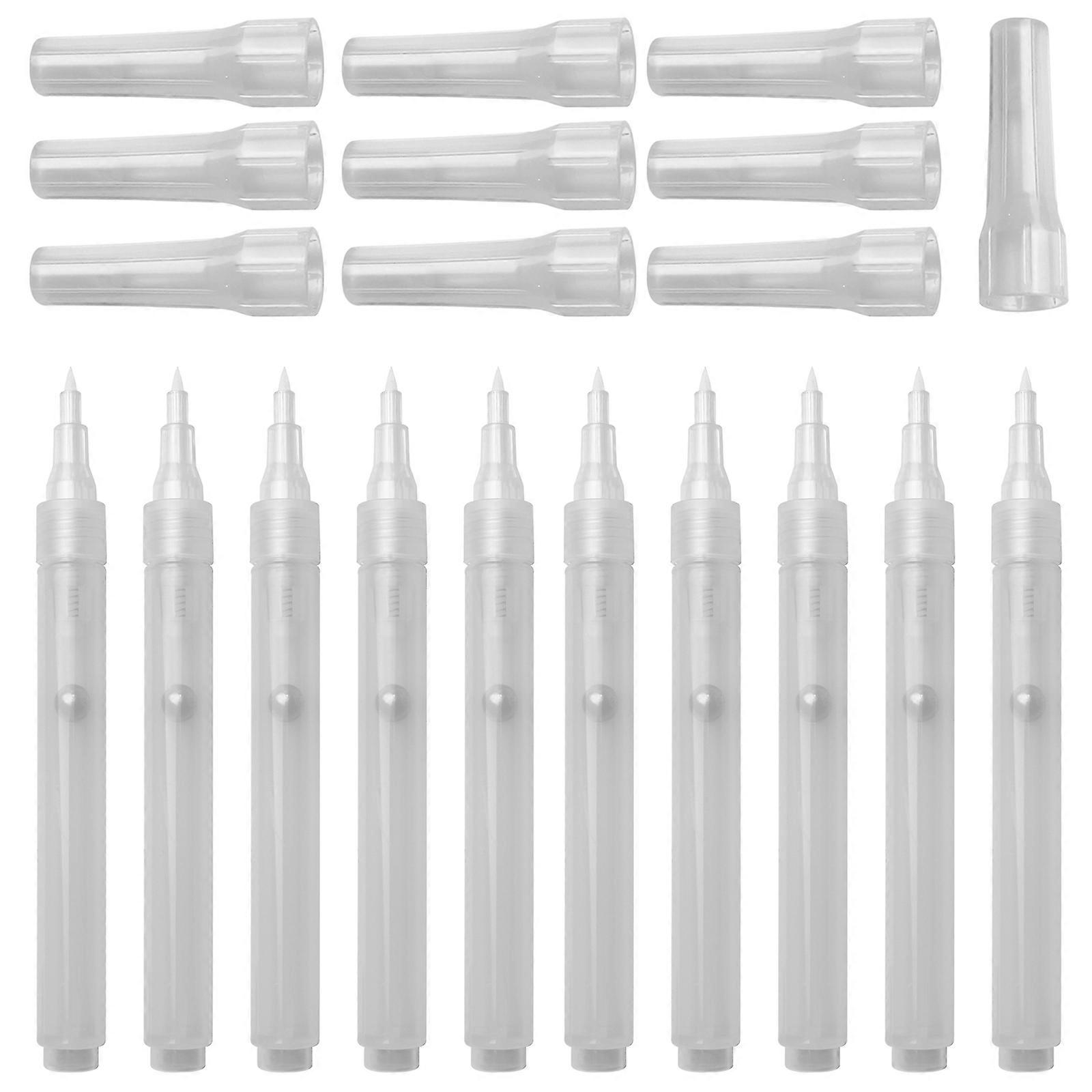 10Pcs Soft Brush Tip Clear Empty Marker Refillable Empty Acrylic Paint Pen For Acrylic Painting Sketching Illustrations Multicolor