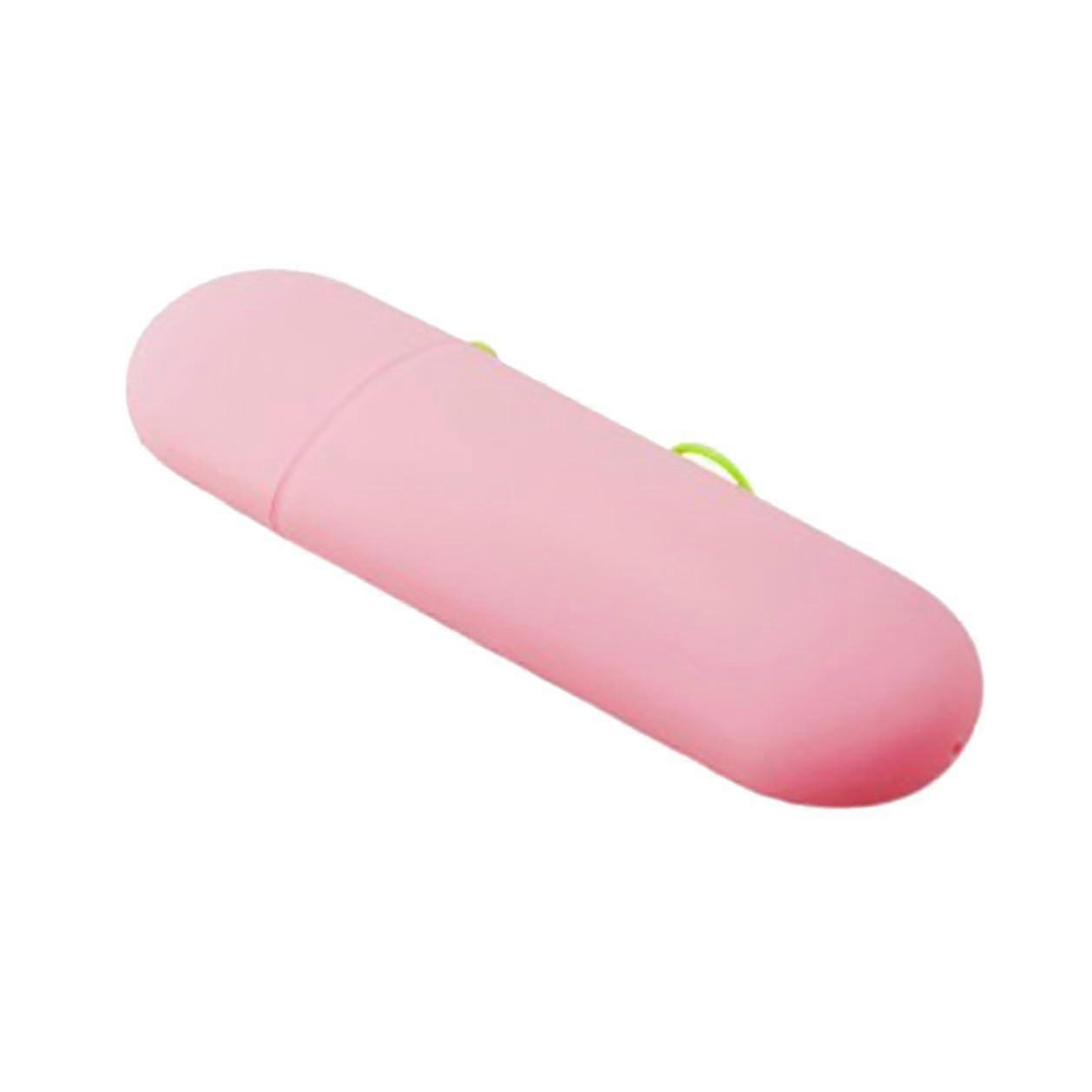 Portable Travel Toothbrush and Toothpaste Holder with Mouthwash Cup for Camping, Business, Daily Use, Pink PP