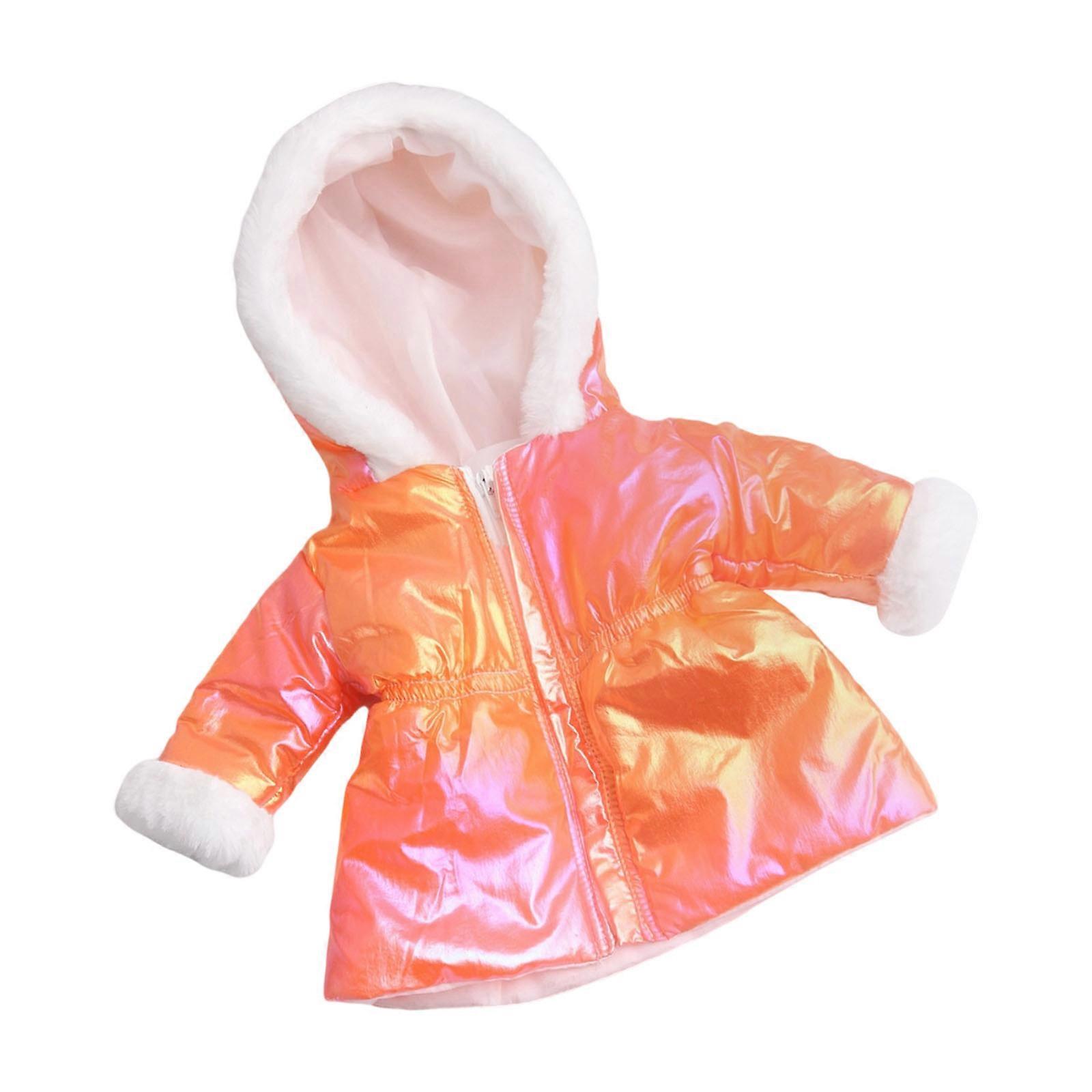 Barnvänliga vinterdockkläder 18 tums flickdräkt mjuk fleece dunjacka design enkel dräkt gul