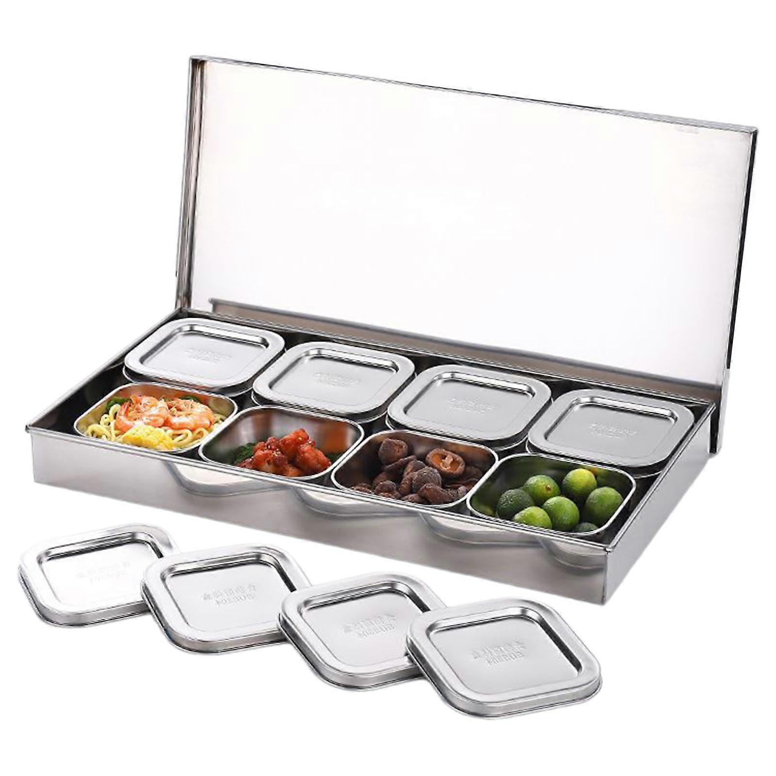 Seasoning Box with Individual Pocket Durable Steel Condiment Container Set with Lid for Picnics Gatherings Multicolor