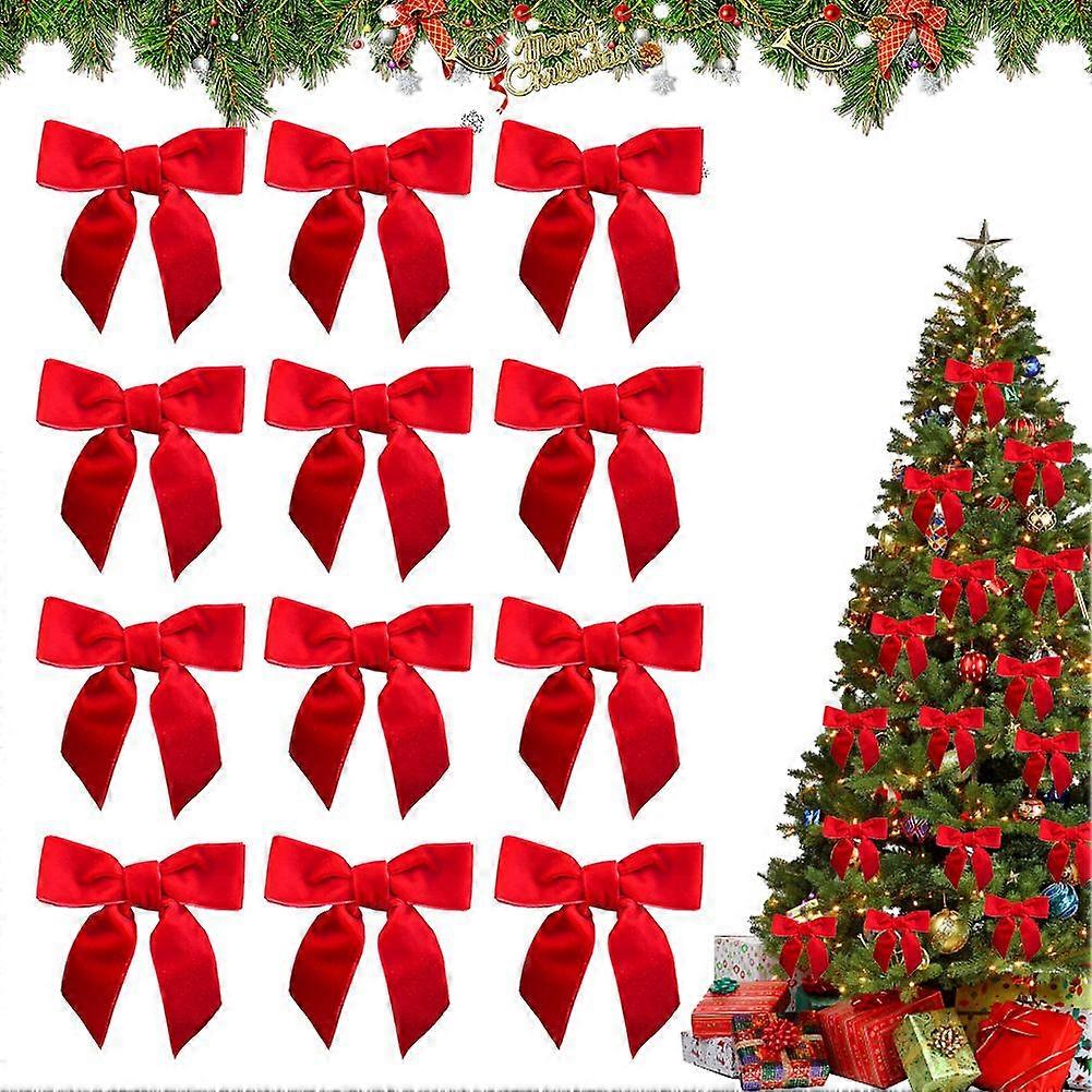 12 st julgransrosett i sammet, mångsidig dekoration för inomhus-/utomhusbruk, för kransgodis