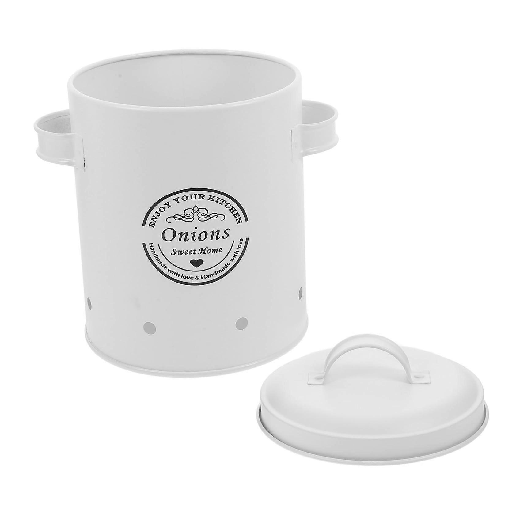 Garlic Storage Container with Freshness Seal Lid, Durable Iron Vegetable Jar for Kitchen Countertop