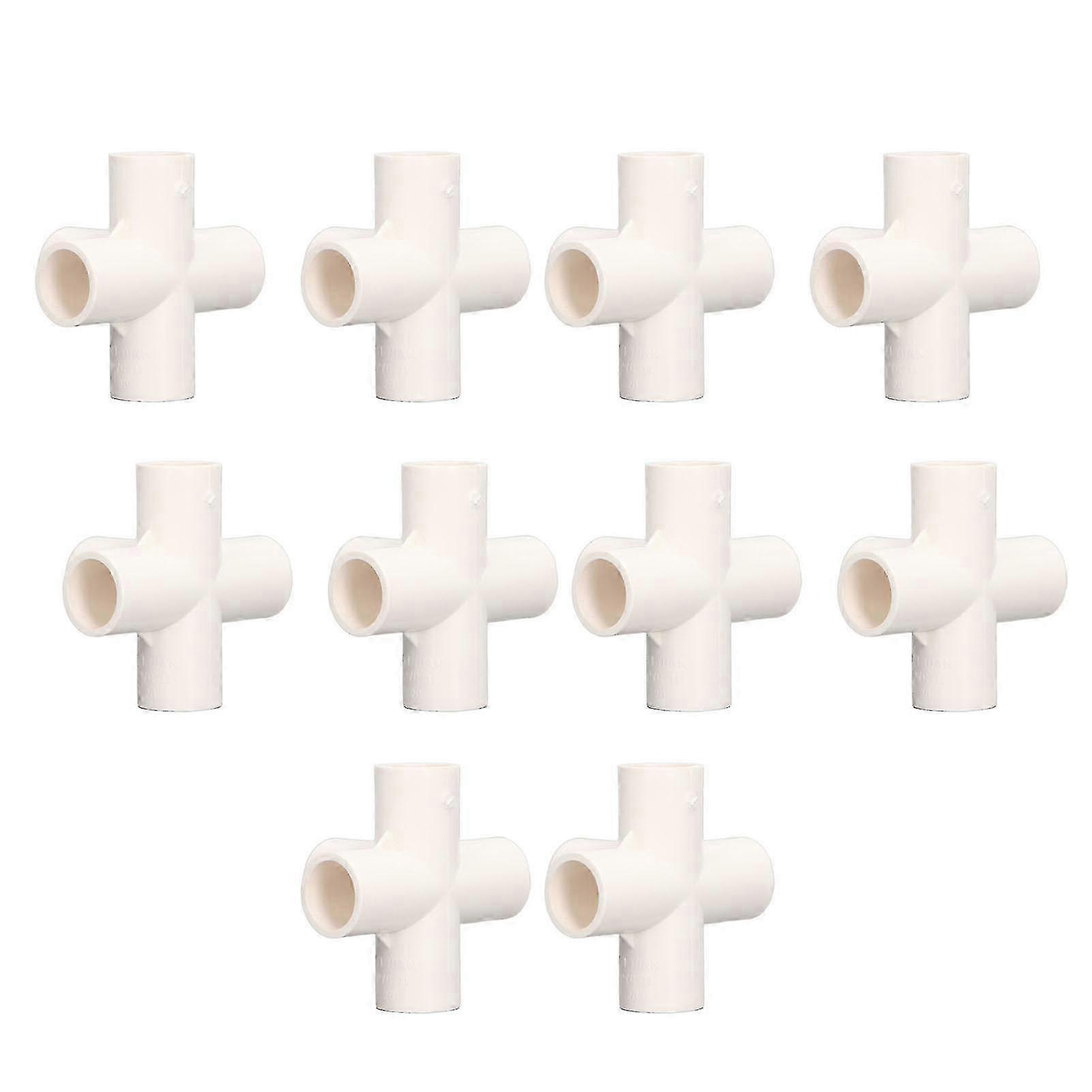 10 Pcs PVC Pipe Fitting 20mm 5 Way Right Angle 3 Dimensional Elbow Pipe Connector for Furniture White