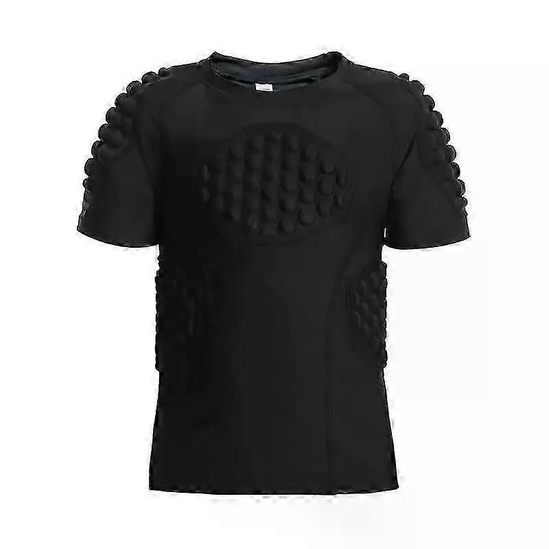 Youth Boys Football Padded Shirt Anti-collision Short Sleeve Sports Top