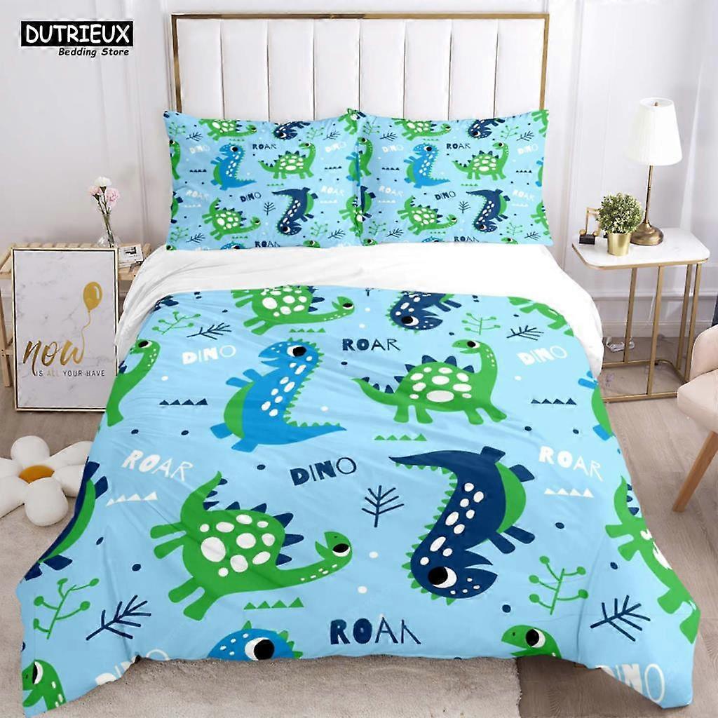 Style 16-Queen Size Luxury Customized Cute - Style Little Dinosaur - Printed Bedding Set for Children