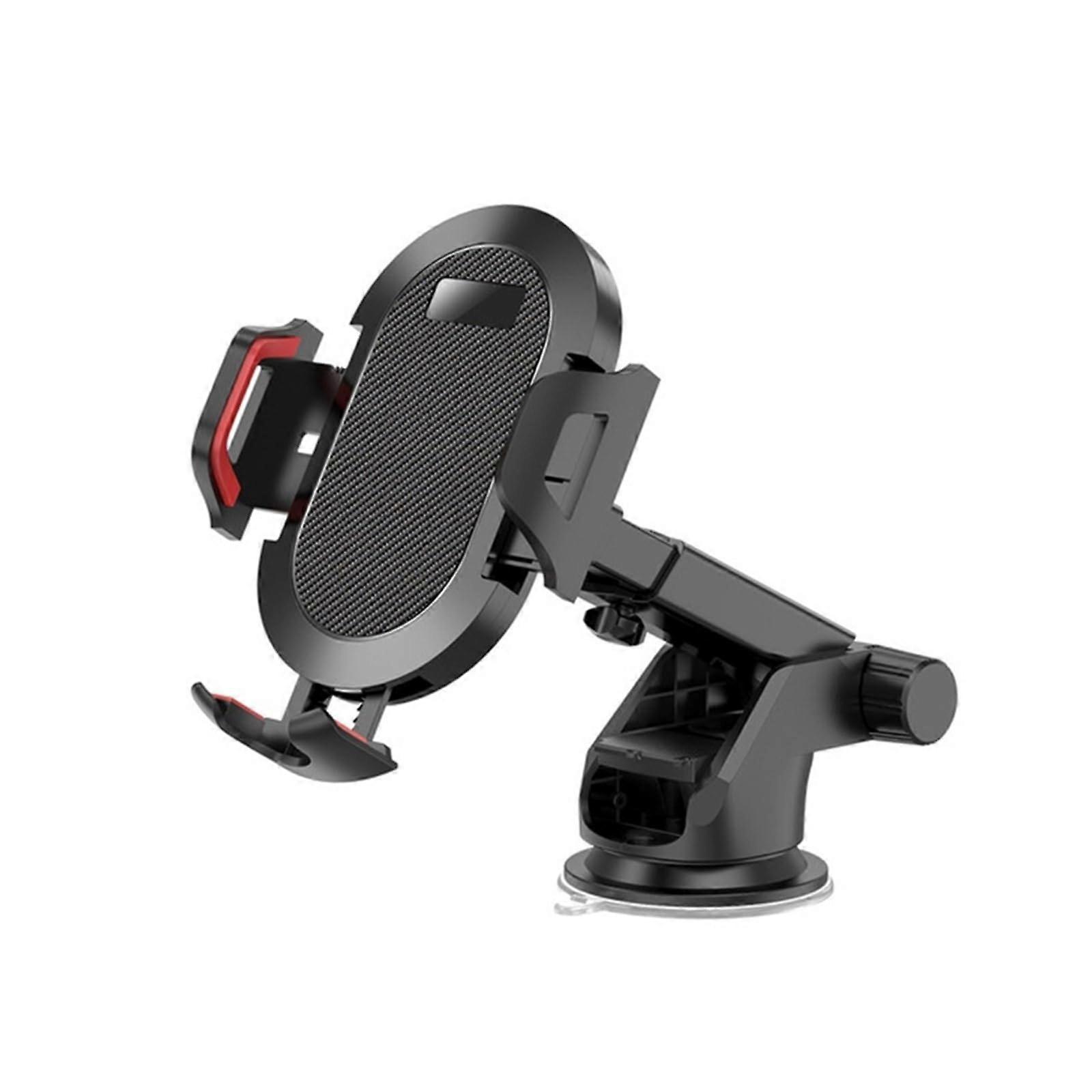 Car Phone Holder with 360° Rotation and Strong Suction, Universal Dashboard Mount for Smartphones Red