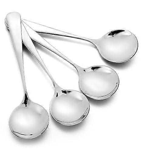 Stainless Steel Soup Spoons Set of 4 with Elegant Metallic Finish for Home, Restaurant and Events